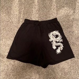 SHEIN Black Dragon Shorts